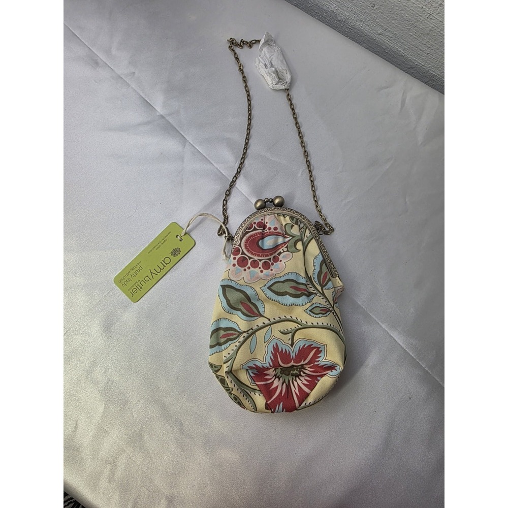 Amy Butler Pretty Lady Mini Crossbody Bag Purse Yellow Floral Chain KissLock NWT